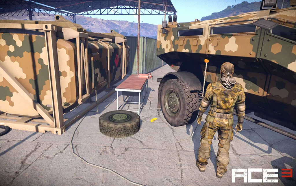 A CSAT soldier refueling his Punisher car from a Taru Fuel Pod.